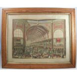 Four 19th century colour prints, all in swept birds eye maple frames, aperture size 16ins x 23ins