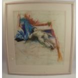 Anthony Eyton, pastel, reclining female nude, 20.75ins x 18.5ins (D)