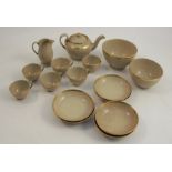 A 19th century Wedgwood drab ware miniature tea set, comprising tea pot, milk jug, sugar bowl,