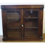 An early 19th century rosewood bookcase, with later mahogany top, width 41ins, depth 13ins, height