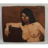 Percy Drake Brookshaw, 20th century British school, oil on canvas, nude portrait of a woman,