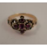 A Victorian gem set ring, with C and S scroll shoulders, finger size N, 2.6g gross