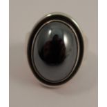 Georg Jensen, a haematite ring, number 46A, stamped marks, hallmarked London 2010, finger size M