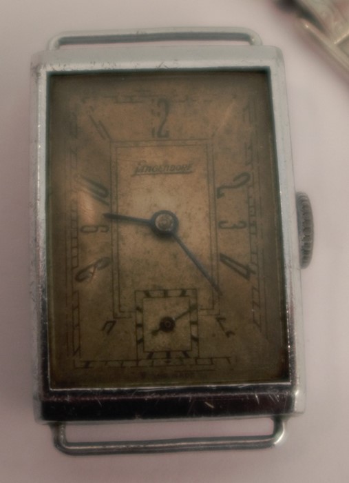 A silver fob watch, with bar movement, cylinder escapement, together with a Sagendorf wrist watch, - Image 3 of 3