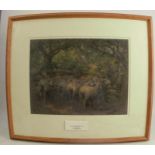 John Robert Keitley Duff, pastel, The Sheepfold, 11ins x 14.5ins