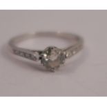 A diamond single stone ring, in a white mount, the brilliant cut of approximately 0.5 carats