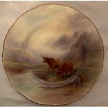 A Royal Worcester plate, decorated with cattle by Stinton, diameter 10.75ins, circa 1935Condition