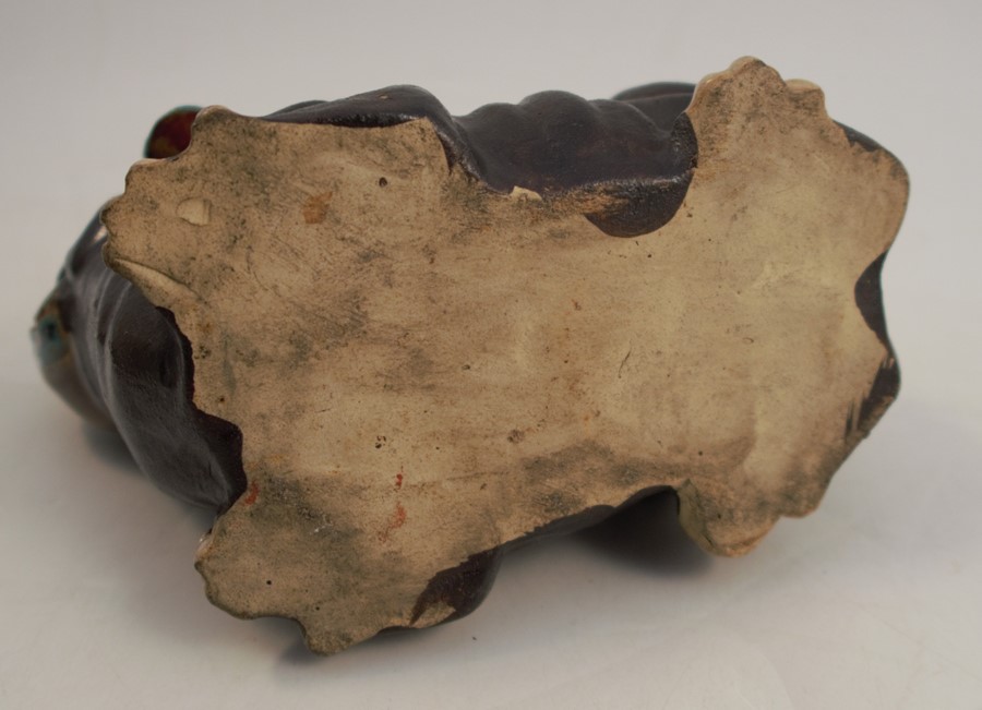 A stoneware model, of a dog of fo, length 8ins, height 7ins, afCondition Report: Both tongue and - Image 4 of 4