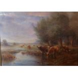 H Stinton, watercolour, English cattle, 10ins x 14ins