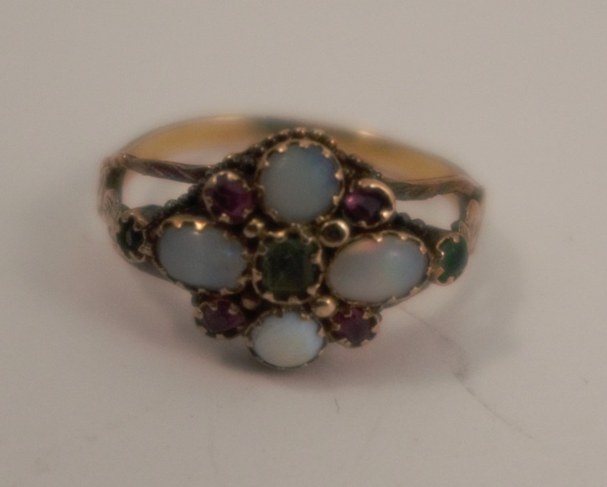 A Victorian opal and stone set ring, together with a banded agate set ringCondition Report: Banded - Image 4 of 6