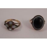 A Victorian opal and stone set ring, together with a banded agate set ringCondition Report: Banded