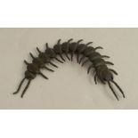 A modern Japanese style bronze articulated model, of a centipede, length 6.25ins