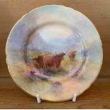 A Royal Worcester side plate, decorated with highland cattle by H Stinton, circa 1938, diameter