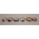 A collection of 9 carat gold rings, mostly stone set, 14g gross