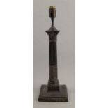 A silver Corinthian column lamp base, Sheffield 1924, maker Hawksworth, Eyre & Co Ltd, height 19ins