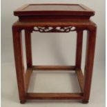 An Eastern hardwood stand, of square form, 9.5ins x 9.5ins, height 13ins