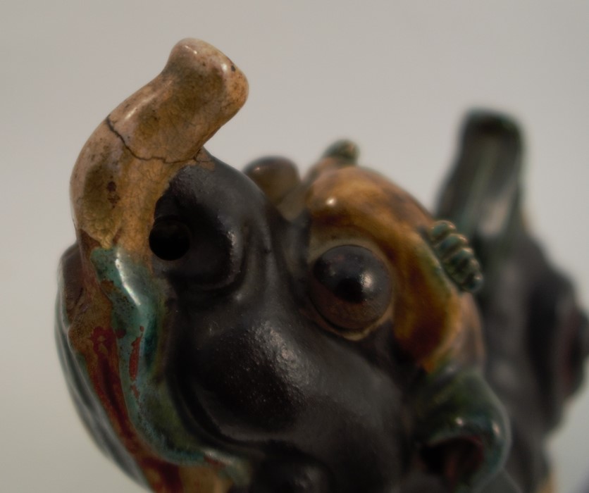A stoneware model, of a dog of fo, length 8ins, height 7ins, afCondition Report: Both tongue and - Image 3 of 4