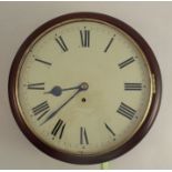 A 19th century mahogany cased school wall clock, with circular dial, diameter including case 15ins