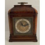 A J W Benson walnut cased mantel clock, with gilt metal dial and silvered chapter ring with Roman