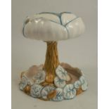 A Royal Worcester centre piece, formed as a lily flower and pads, with blue veins to a white ground,