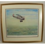 Roderick Lovesey, four colour prints, two being limited editions of planes, one of a ship at sea and