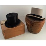 A Tress & Co London black top hat, in cardboard case, together with a Lincoln Bennett & Co grey