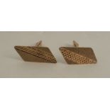 A pair of 9ct gold cufflinks, with textured finish, weight 10g