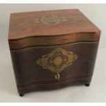 A 19th century French rosewood brass inlaid Tantalus, with open-out sides and lift up lid