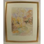 Peggy Somerville, pencil and watercolour, A Caprice of Yellow Trees, unsigned, 19ins x 14ins (D)