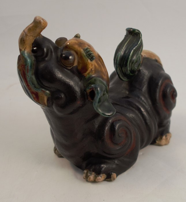 A stoneware model, of a dog of fo, length 8ins, height 7ins, afCondition Report: Both tongue and - Image 2 of 4