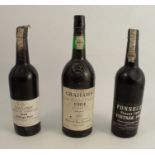 Three bottles of vintage port, Graham's late bottles vintage 1984 Port, Taylor's Quinta de Vargellas