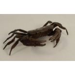 A modern Japanese style bronze model, of a crab, signed, width 5ins
