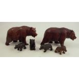 Six various Black Forest carved models, of bears in various poses, height 4.5ins and down