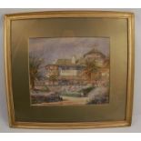 Joseph C Fowell, Australian 20th century, watercolour, Mediterranean villa, signed and dated 1917,