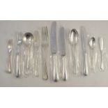 A Garrard & Co part canteen of silver cutlery, in the Old English feather edge pattern, comprising 8