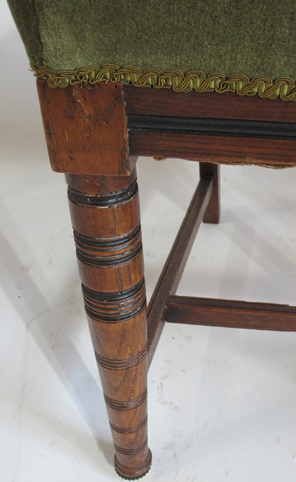 A set of six Edwardian oak dining chairs, with moulded sides, and cotton reel turned legs united - Image 3 of 3