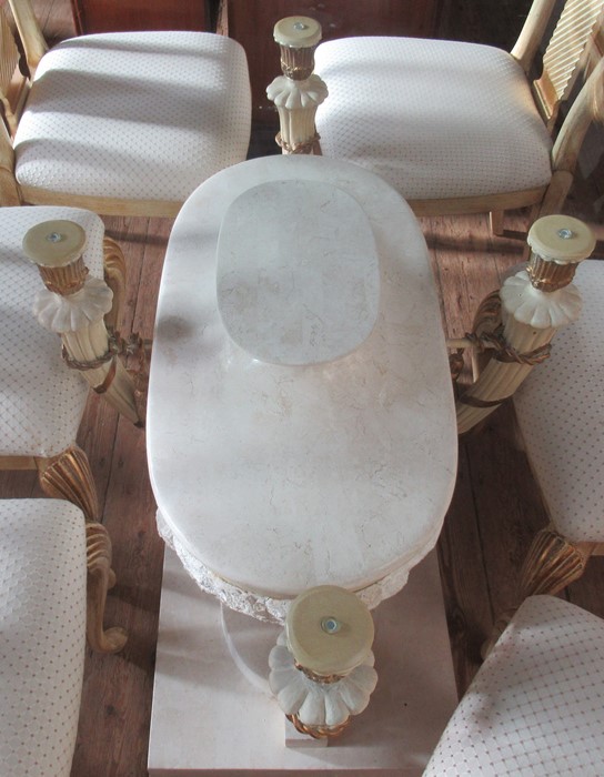 A modern dining/conservatory suite, in the Egyptian style, the dining table with oval glass top, - Image 3 of 6