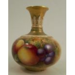 A Royal Worcester squat vase, decorated half round with fruit by Edward Townsend, shape number