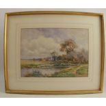 J B Noel, watercolour, The Village Path, dated 1907, 10ins x 14ins