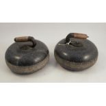 Two marble curling stones, dameter 9.5ins