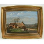 Daniel van der Putten, oil on board, Blisworth Barn in the spring, 10ins x 14ins (D)