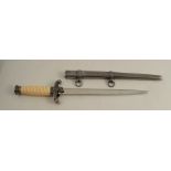 A WWII style German Army Officer's dagger and scabbard, marked F W Holler, Berlin to blade, oak leaf