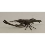 A modern Japanese style bronze model, of a crayfish, length 5.5ins