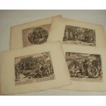 Seventeen Antique black and white engravings, all numbered, Avorvm Societas Romanorvm et Bat,