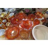 A COLLECTION OF CARNIVAL GLASS, INCLUDING BOWLS, JUGS, ETC.