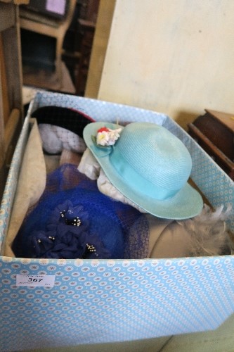 A BOX OF VARIOUS HATS