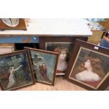 A COLLECTION OF VICTORIAN PRINTS, TO INCLUDE 2 PORTRAITS OF LADIES WITH OAK FRAMES, MAX 28INS X