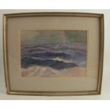 Jean Louis Paguenaud, oil on paper, view across choppy waves, 8.5ins x 12ins (D)