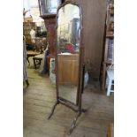 A CHEVAL MIRROR, TOTAL HEIGHT 62INS X MAX WIDTH 17INS