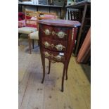 A CHEST OF DRAWERS, WITH APPLIED GILT  MOUNTS AND PORCELAIN PANELS, WIDTH 16INS X DEPTH 12.5INS X